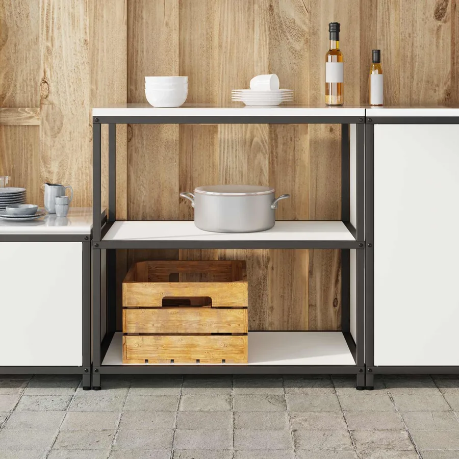 Rangement de cuisine HATTEM Blanc 90 x 50 x 92 cm Acier - 4