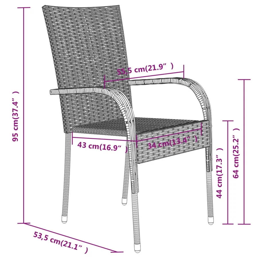 Ensemble à manger de jardin 7 pcs Marron et noir - 8