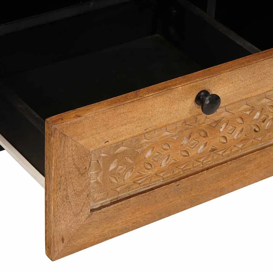 Meuble TV avec tiroir 100 x 33 x 46 cm Bois de mangue massif - 8