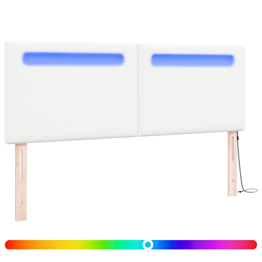 Tête de lit LED Blanc 160 cm Cuir synthétique - 2