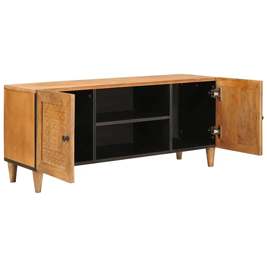 Unites TV Marron Clair 105 x 33 x 46 cm Bois de mangue massif - 2