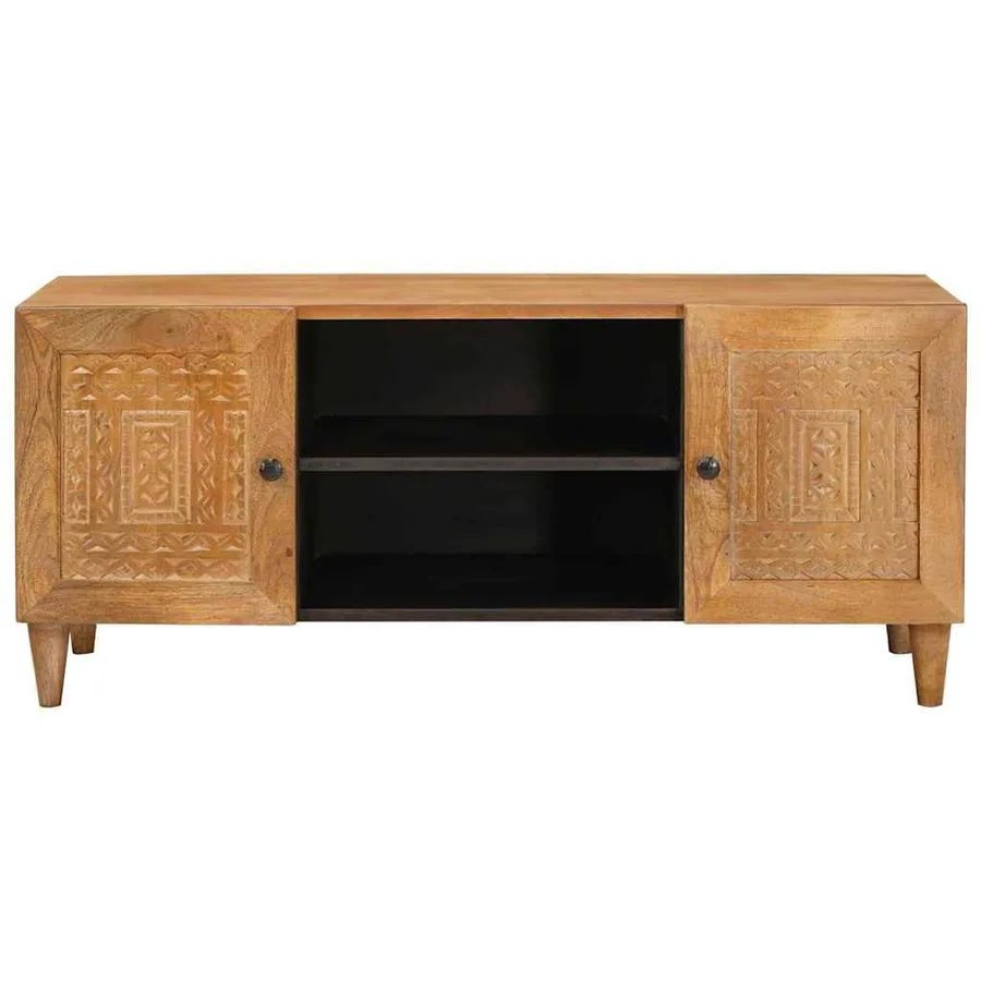 Unites TV Marron Clair 105 x 33 x 46 cm Bois de mangue massif - 3