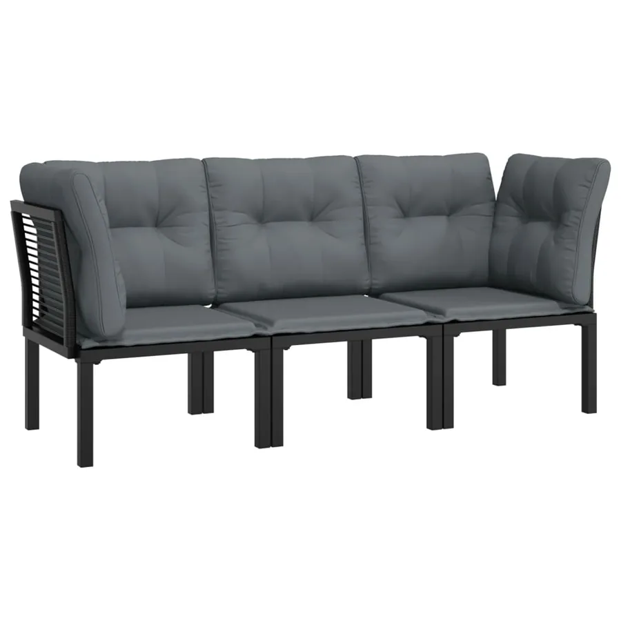 Salon de jardin 3 pcs noir et gris résine tressée - 3