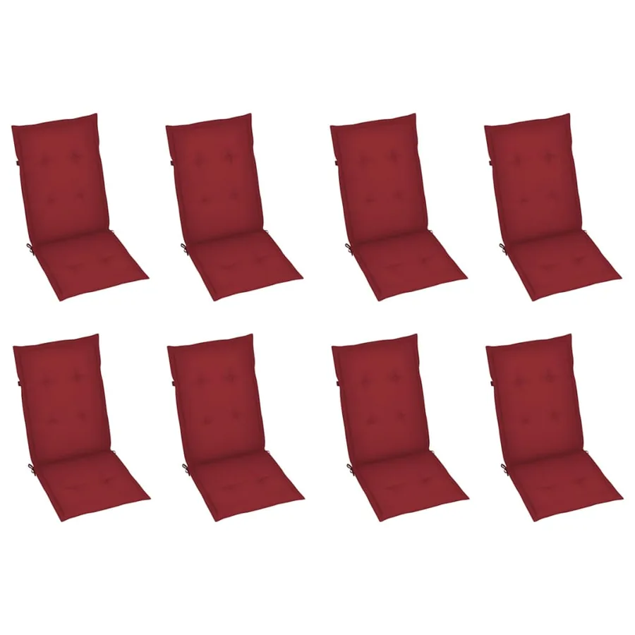 Chaises inclinables de jardin et coussins lot de 8 Teck solide - 5