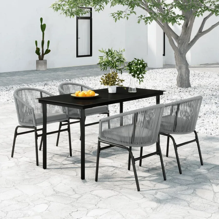 Ensemble à manger de jardin 5 pcs Gris