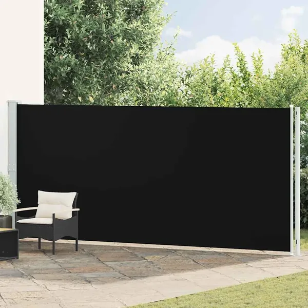 Auvent latéral rétractable de patio 180x600 cm Noir