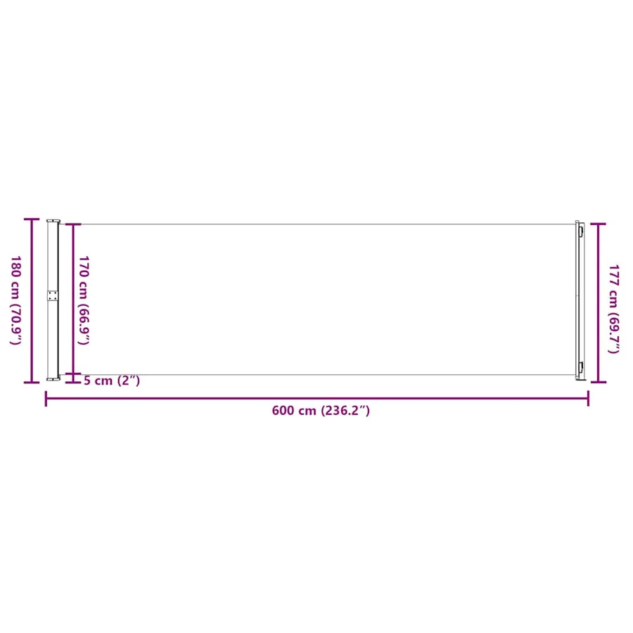 Auvent latéral rétractable de patio 180x600 cm Noir - 11