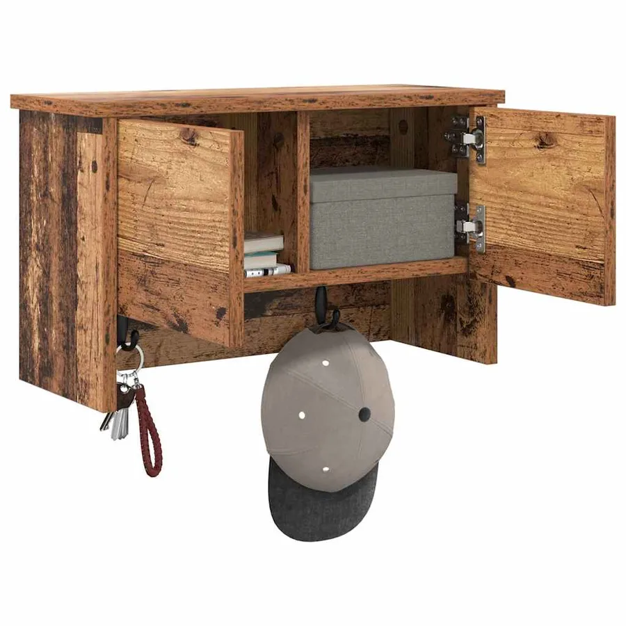 Porte-manteau mural avec étagère Bois ancien 50 x 20 x 30 cm - 3