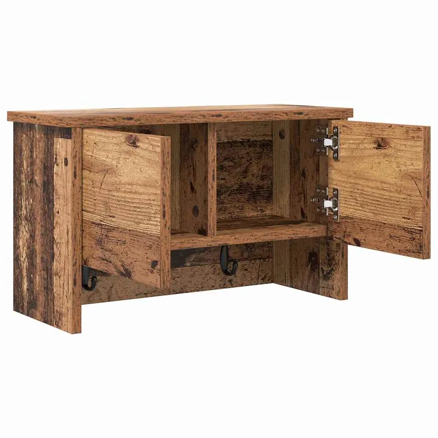 Porte-manteau mural avec étagère Bois ancien 50 x 20 x 30 cm - 5