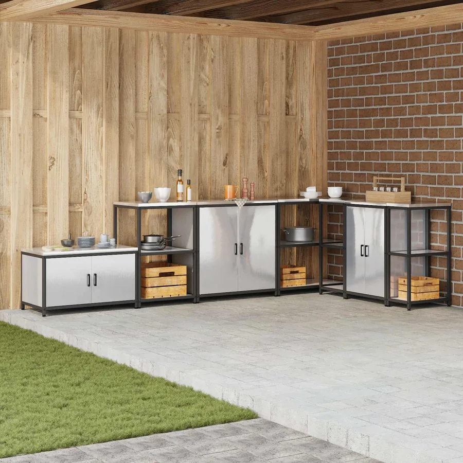 Rangement de cuisine HATTEM Argenté 90 x 50 x 53 cm Acier