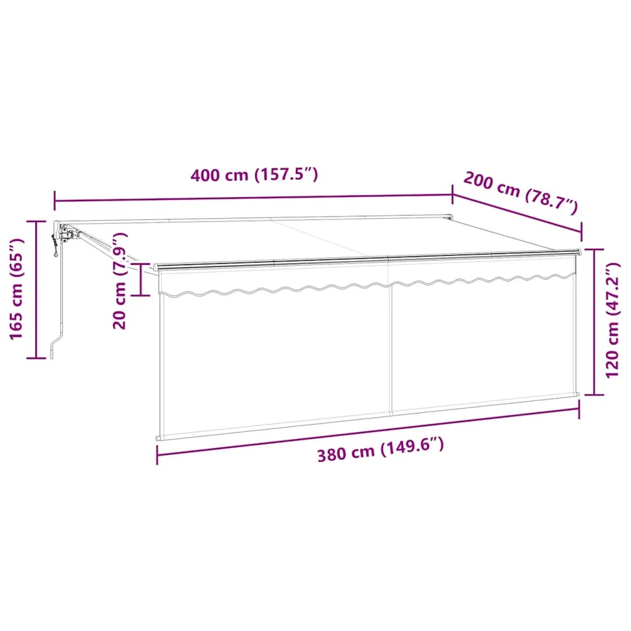 Auvent Rétractable Crème 400 x 200 cm Polyester et Aluminium - 14