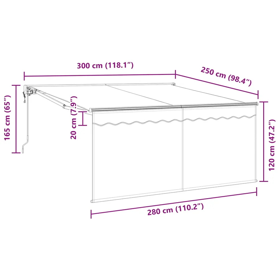 Auvent Rétractable Anthracite 300 x 250 cm - 14