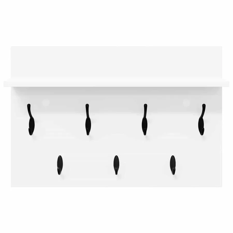 Porte-manteau mural Blanc 60 x 40 x 12 cm Bois d'ingénierie - 5