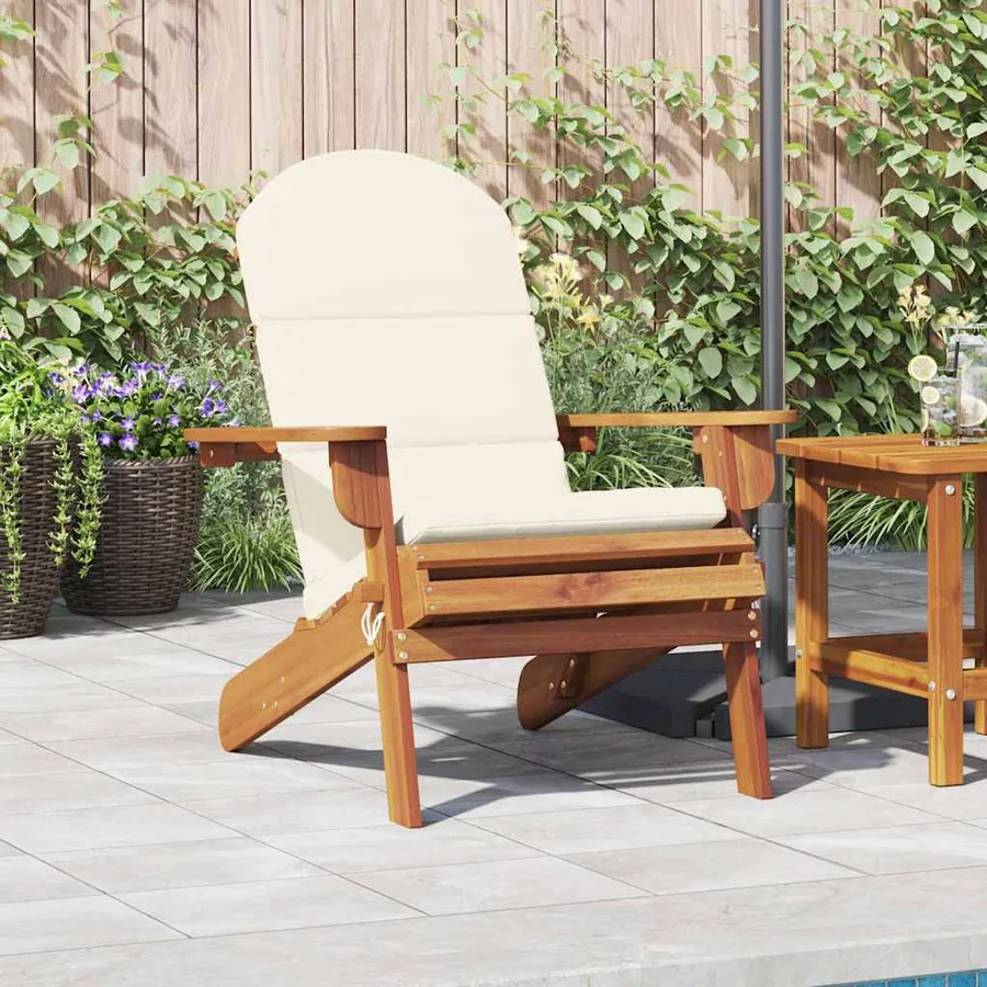 Chaise de jardin Adirondack avec coussins bois massif d'acacia