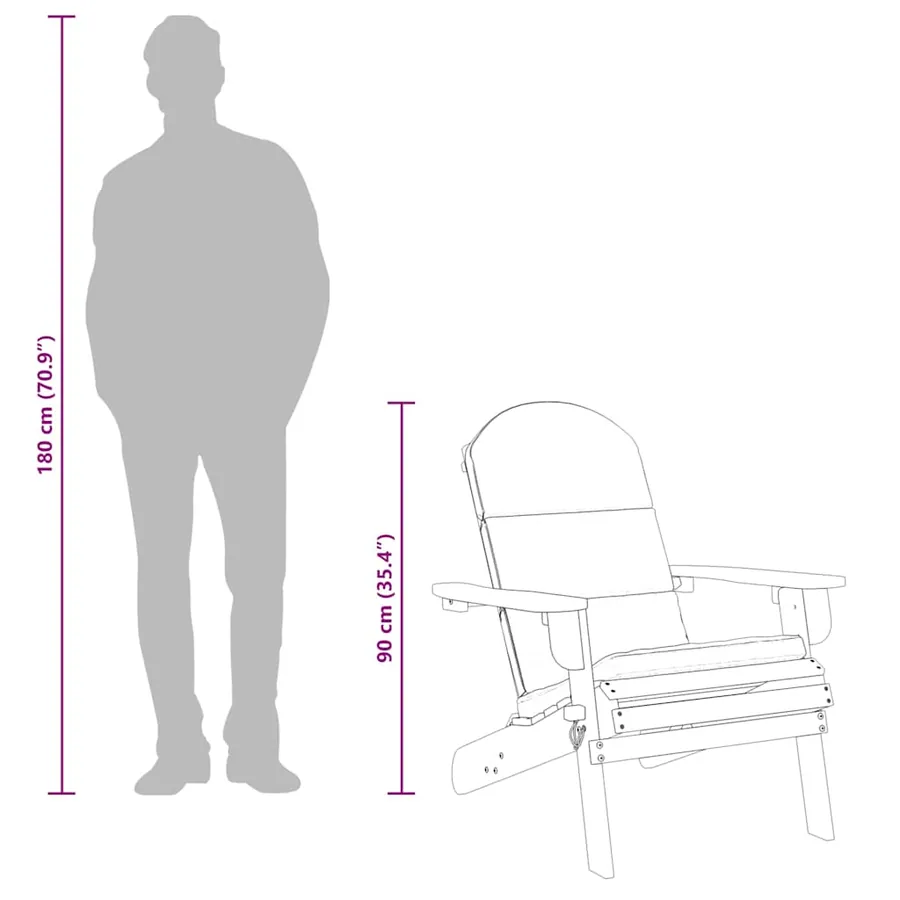 Chaise de jardin Adirondack avec coussins bois massif d'acacia - 10