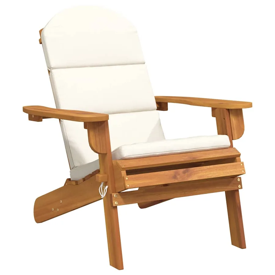 Chaise de jardin Adirondack avec coussins bois massif d'acacia - 2