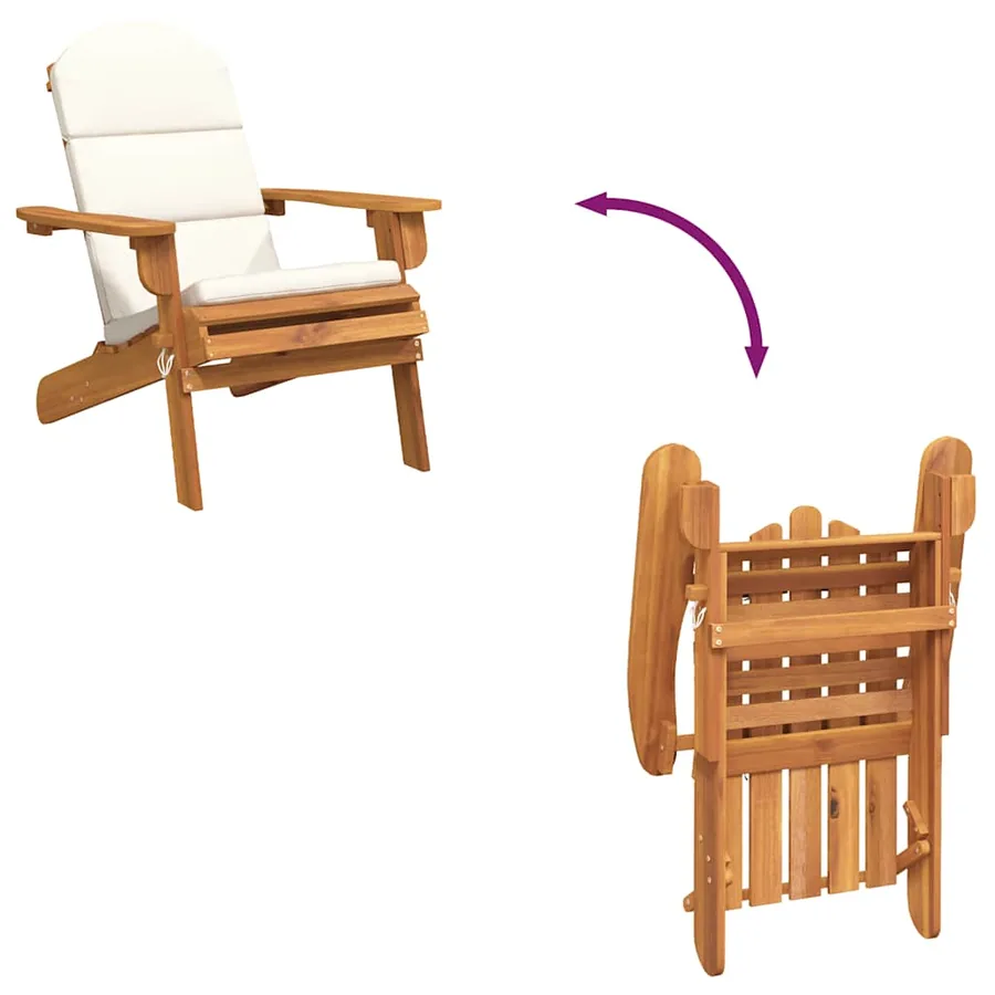 Chaise de jardin Adirondack avec coussins bois massif d'acacia - 7