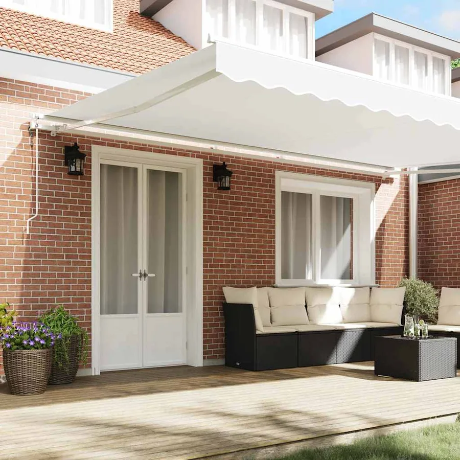 Auvent rétractable Blanc 500 × 300 cm Tissu et Aluminium - 3