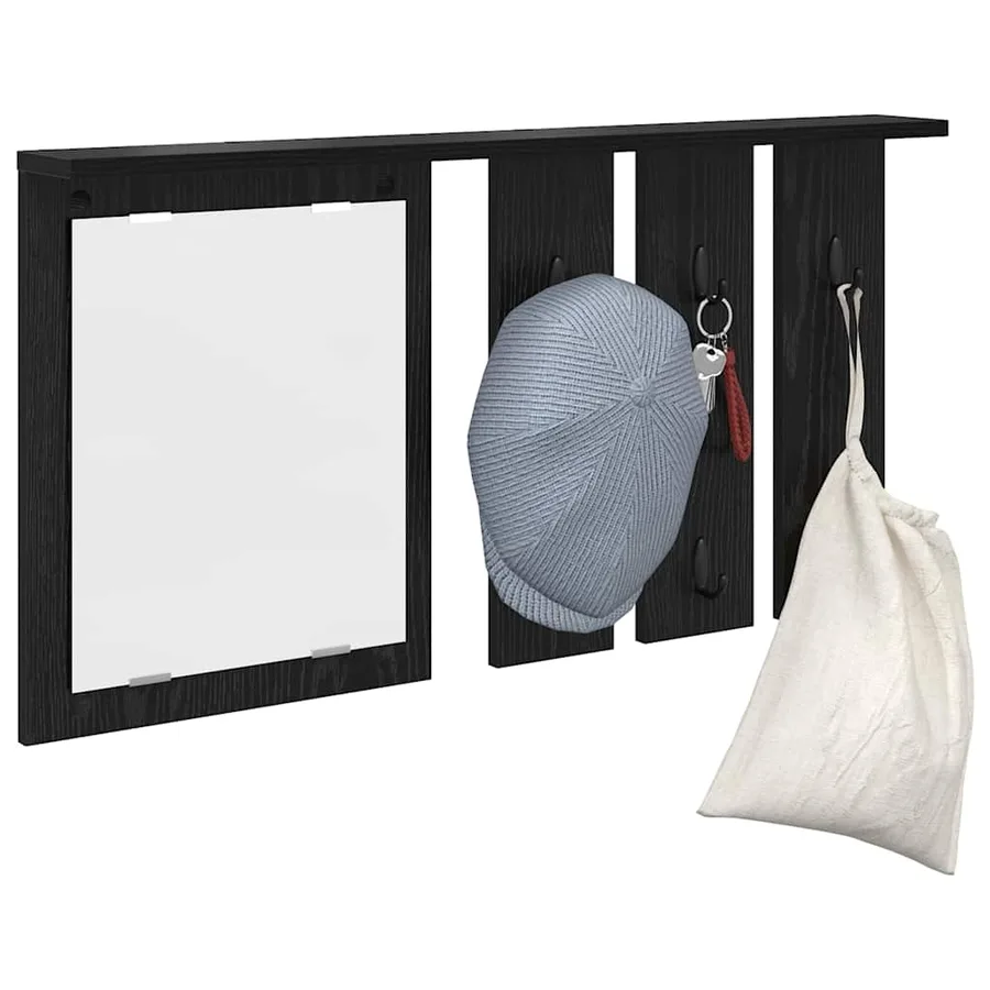 Porte-manteau mural avec étagère Chêne noir 85 x 10 x 45 cm - 3