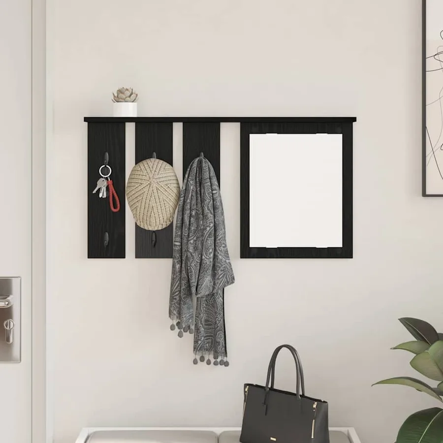 Porte-manteau mural avec étagère Chêne noir 85 x 10 x 45 cm - 4