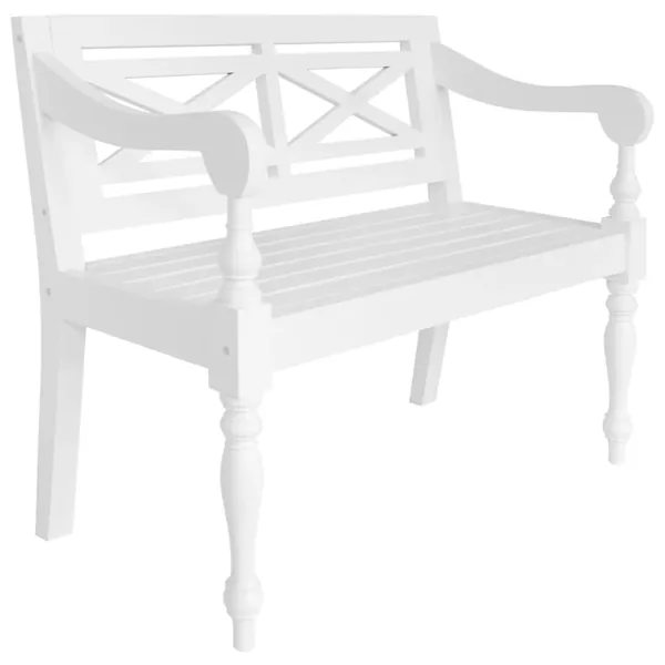 Banc Batavia 98 cm Bois d'acajou massif Blanc
