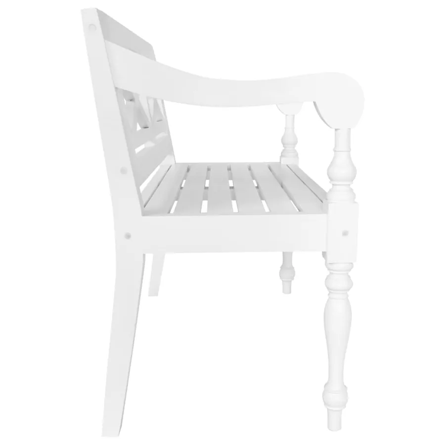 Banc Batavia 98 cm Bois d'acajou massif Blanc - 3