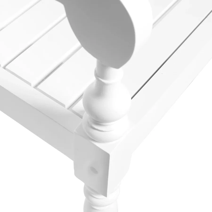 Banc Batavia 98 cm Bois d'acajou massif Blanc - 4