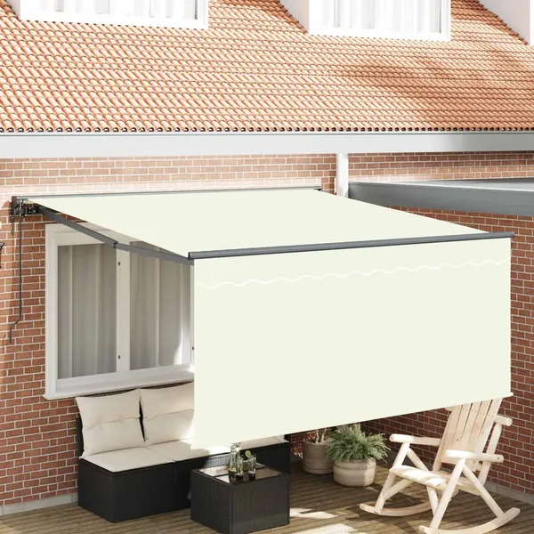 Auvent Rétractable Crème 350 x 250 cm Polyester et Aluminium