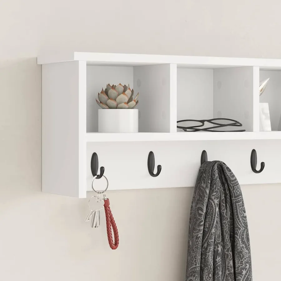 Porte-manteau mural Blanc 100 x 16 x 26 cm Bois d'ingénierie - 4