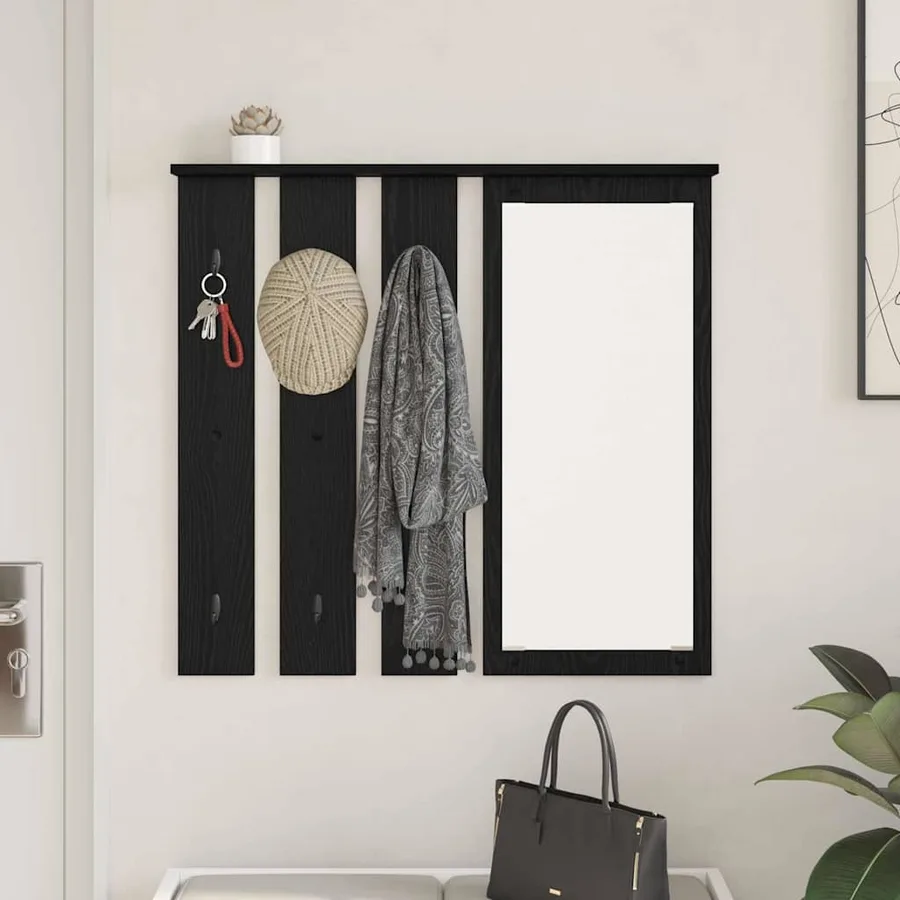 Porte-manteau mural avec étagère Chêne noir 84 x 10 x 80 cm - 4