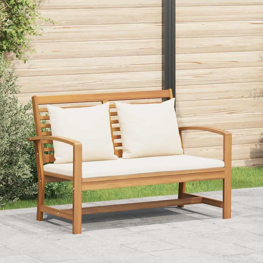 banc Marron et Crème 110 x 66 x 76 cm Bois de teck massif