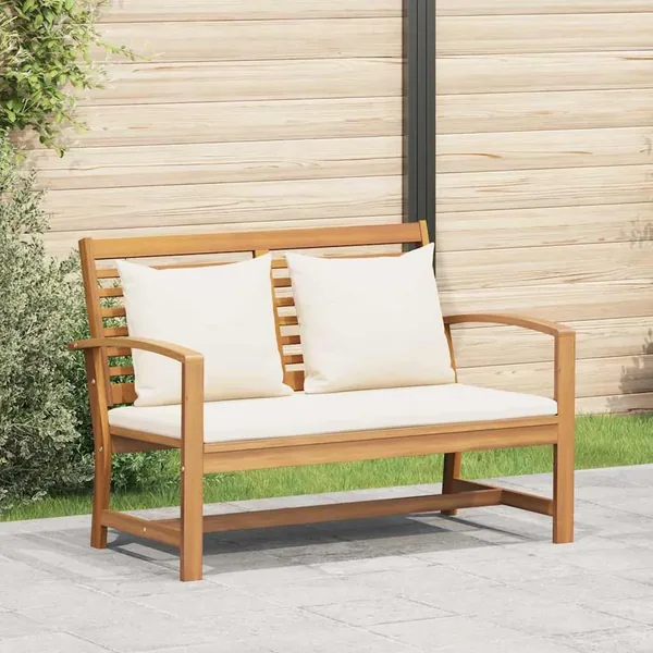 banc Marron et Crème 110 x 66 x 76 cm Bois de teck massif