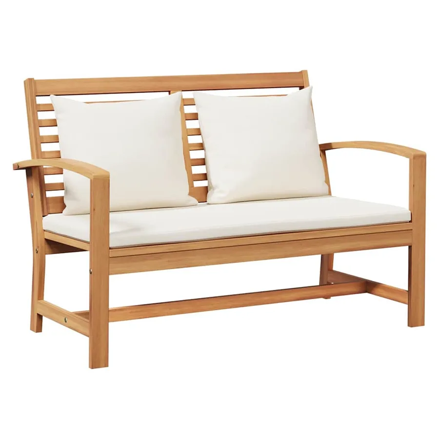 banc Marron et Crème 110 x 66 x 76 cm Bois de teck massif - 2