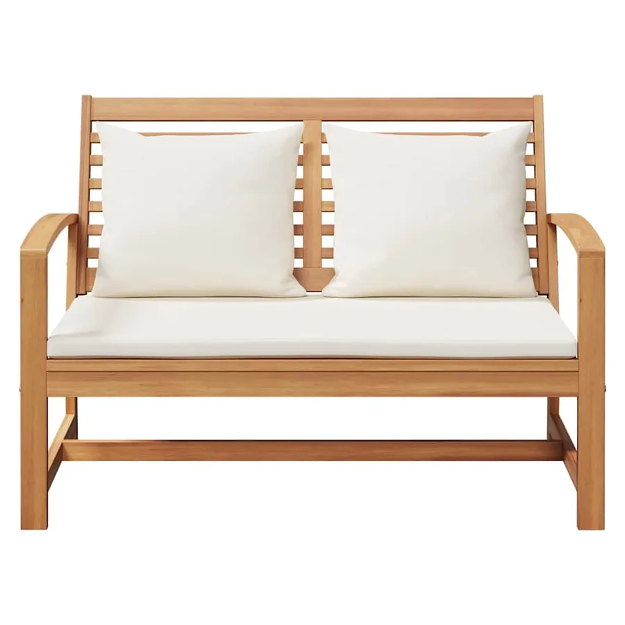 banc Marron et Crème 110 x 66 x 76 cm Bois de teck massif - 4