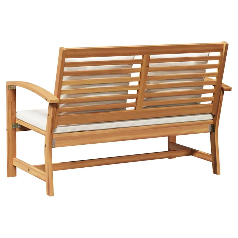 banc Marron et Crème 110 x 66 x 76 cm Bois de teck massif - 6