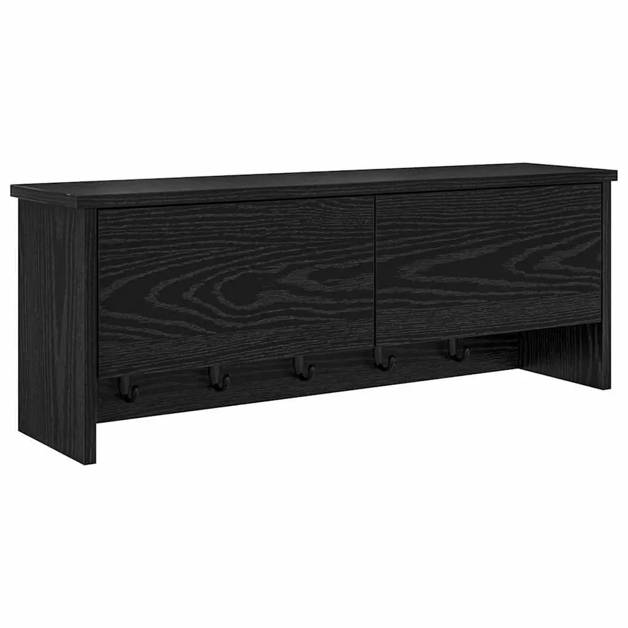 Porte-manteau mural avec étagère Chêne noir 80 x 20 x 30 cm - 2