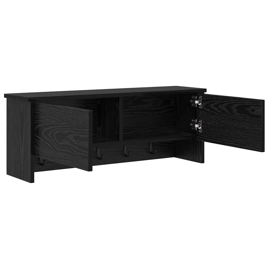 Porte-manteau mural avec étagère Chêne noir 80 x 20 x 30 cm - 5