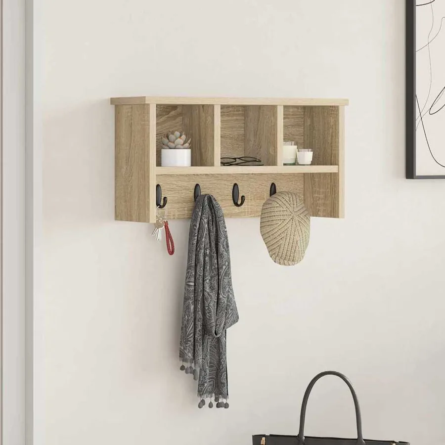 Porte-manteau mural avec étagère Chêne Sonoma 50 x 16 x 26 cm