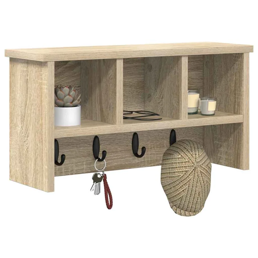 Porte-manteau mural avec étagère Chêne Sonoma 50 x 16 x 26 cm - 3