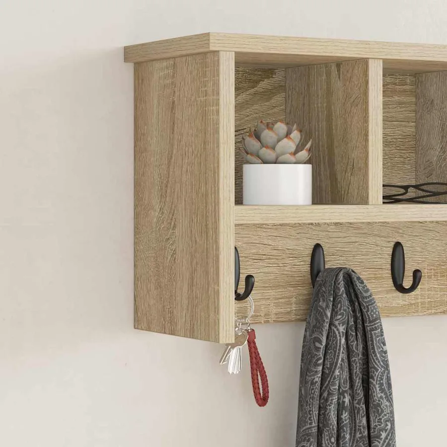 Porte-manteau mural avec étagère Chêne Sonoma 50 x 16 x 26 cm - 4