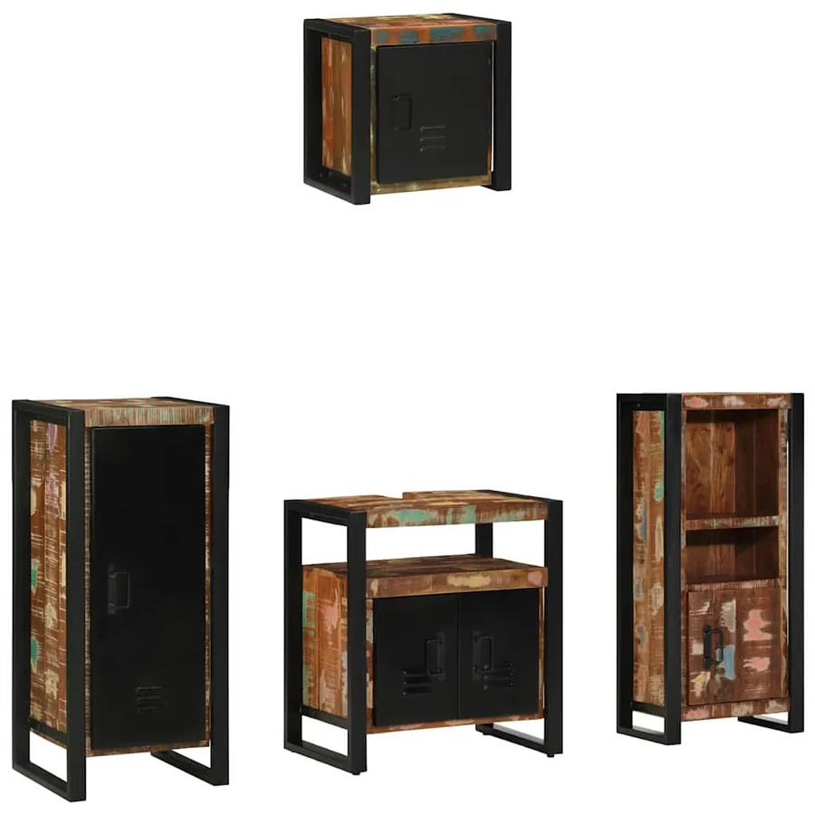 Ensemble de mobilier de salle de bain 4 pcs Bois Recyclé Solide