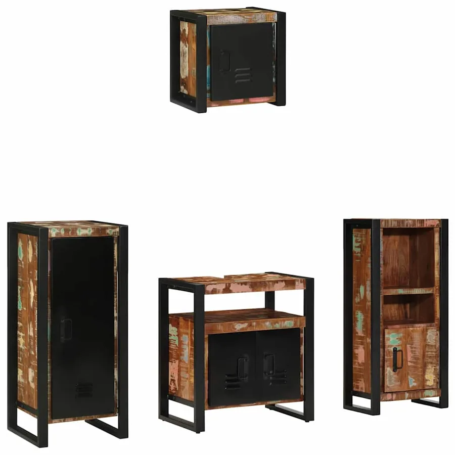 Ensemble de mobilier de salle de bain 4 pcs Bois Recyclé Solide - 2