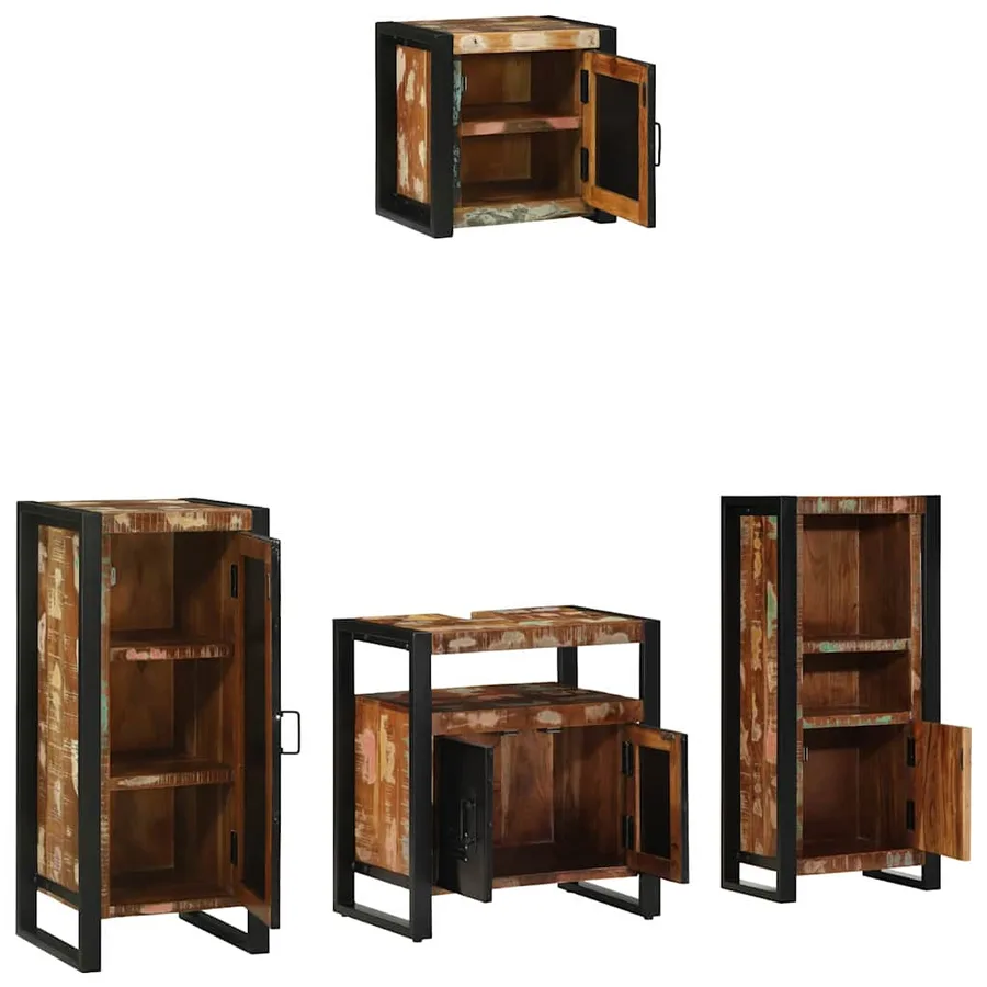 Ensemble de mobilier de salle de bain 4 pcs Bois Recyclé Solide - 3