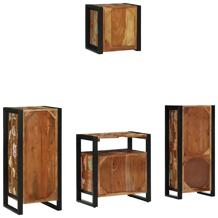 Ensemble de mobilier de salle de bain 4 pcs Bois Recyclé Solide - 9