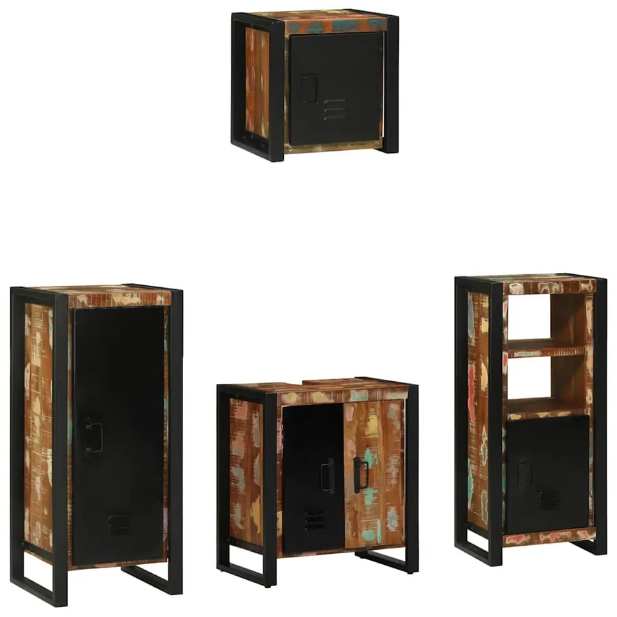 Ensemble de mobilier de salle de bain 4 pcs Bois Recyclé Solide