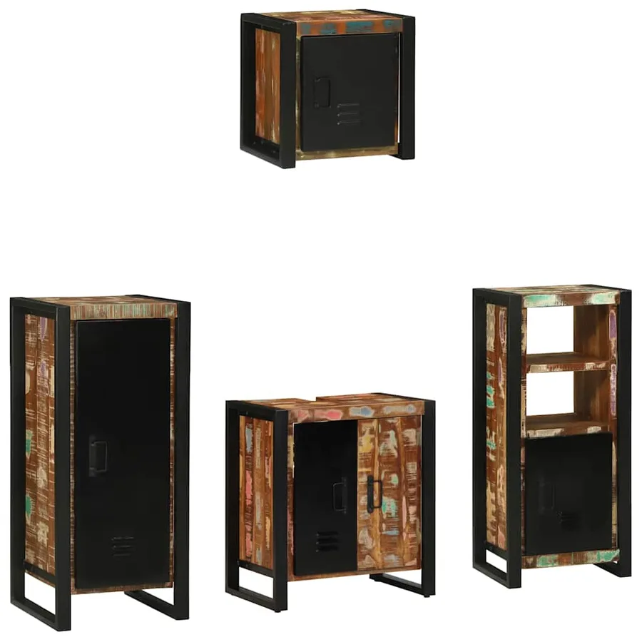 Ensemble de mobilier de salle de bain 4 pcs Bois Recyclé Solide - 2