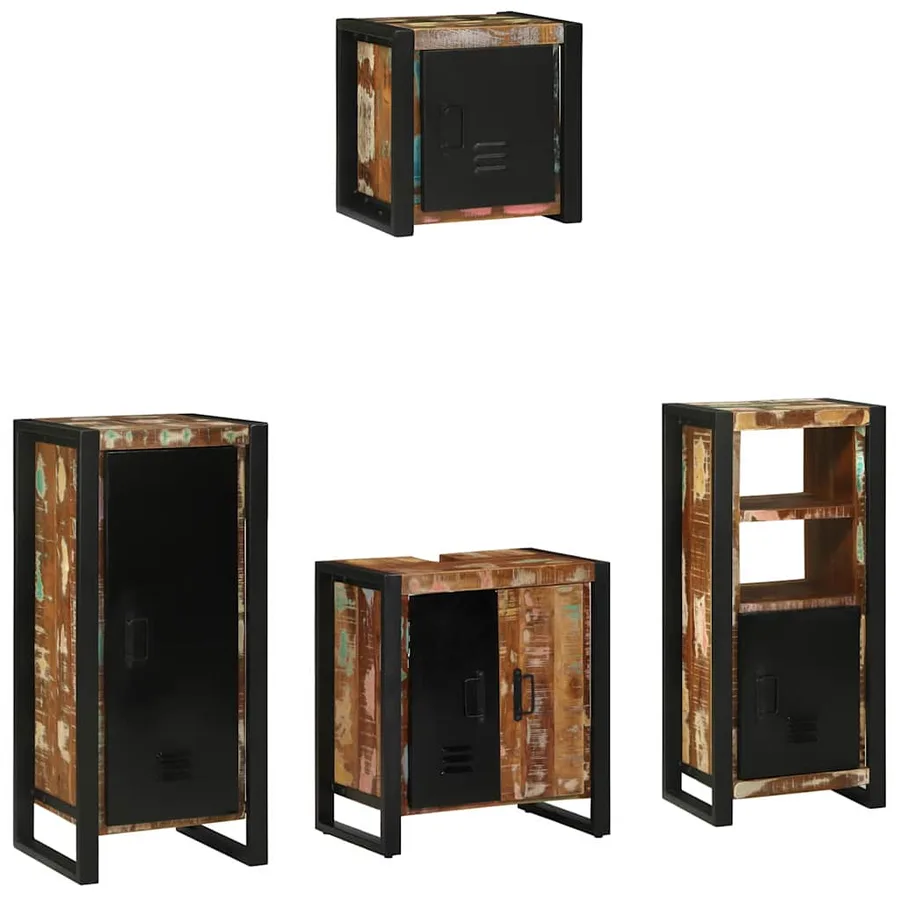 Ensemble de mobilier de salle de bain 4 pcs Bois Recyclé Solide - 3