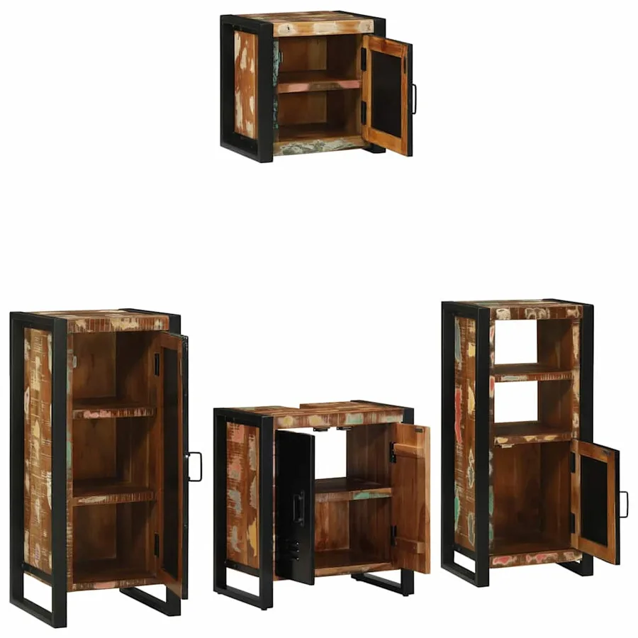 Ensemble de mobilier de salle de bain 4 pcs Bois Recyclé Solide - 4