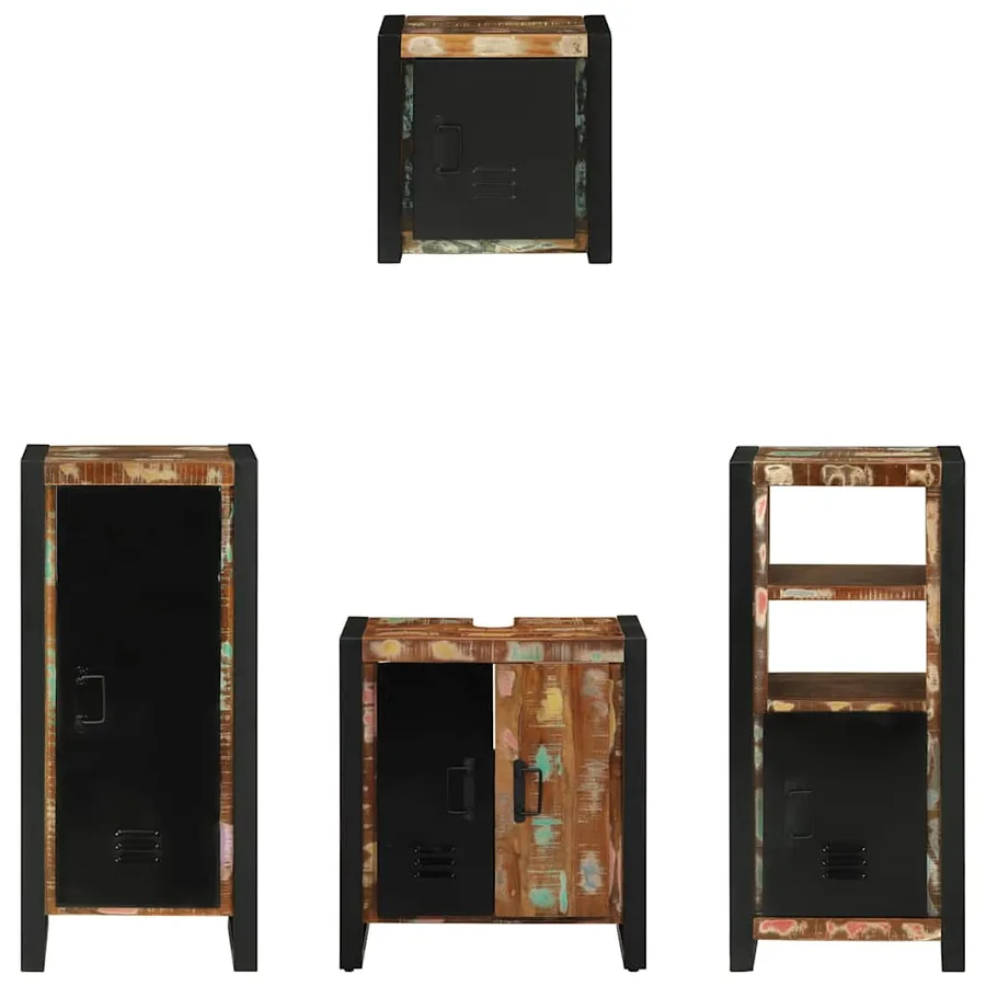 Ensemble de mobilier de salle de bain 4 pcs Bois Recyclé Solide - 9