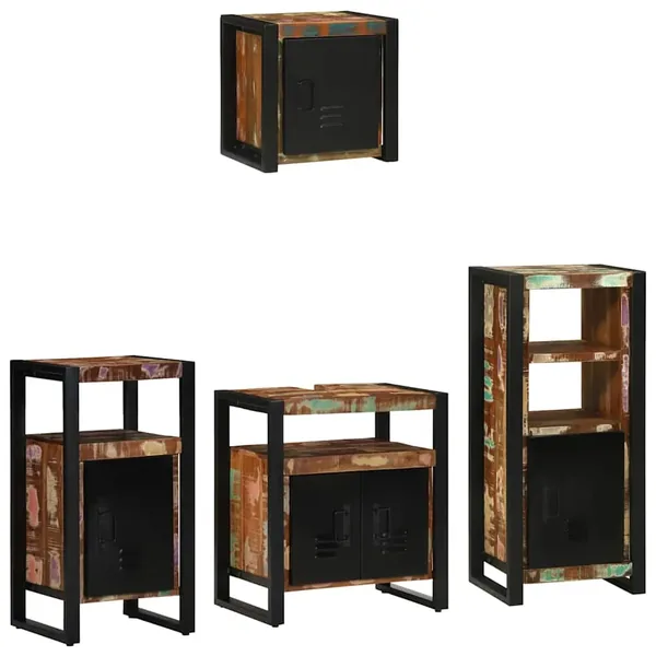 Ensemble de mobilier de salle de bain 4 pcs Bois Recyclé Solide